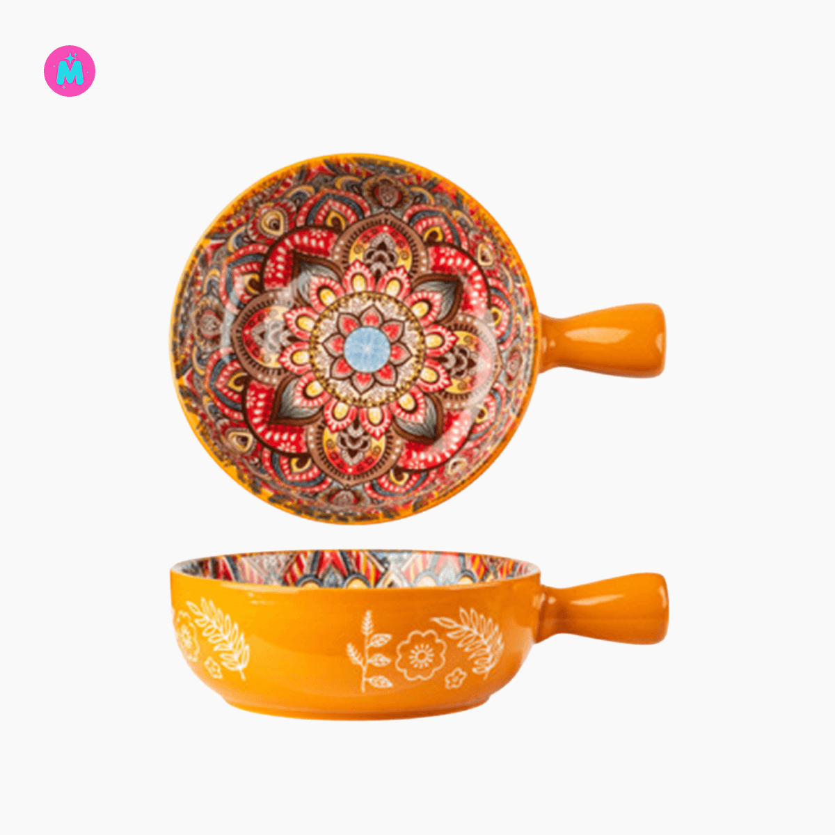Turkish design ceramic handle bowl household tableware