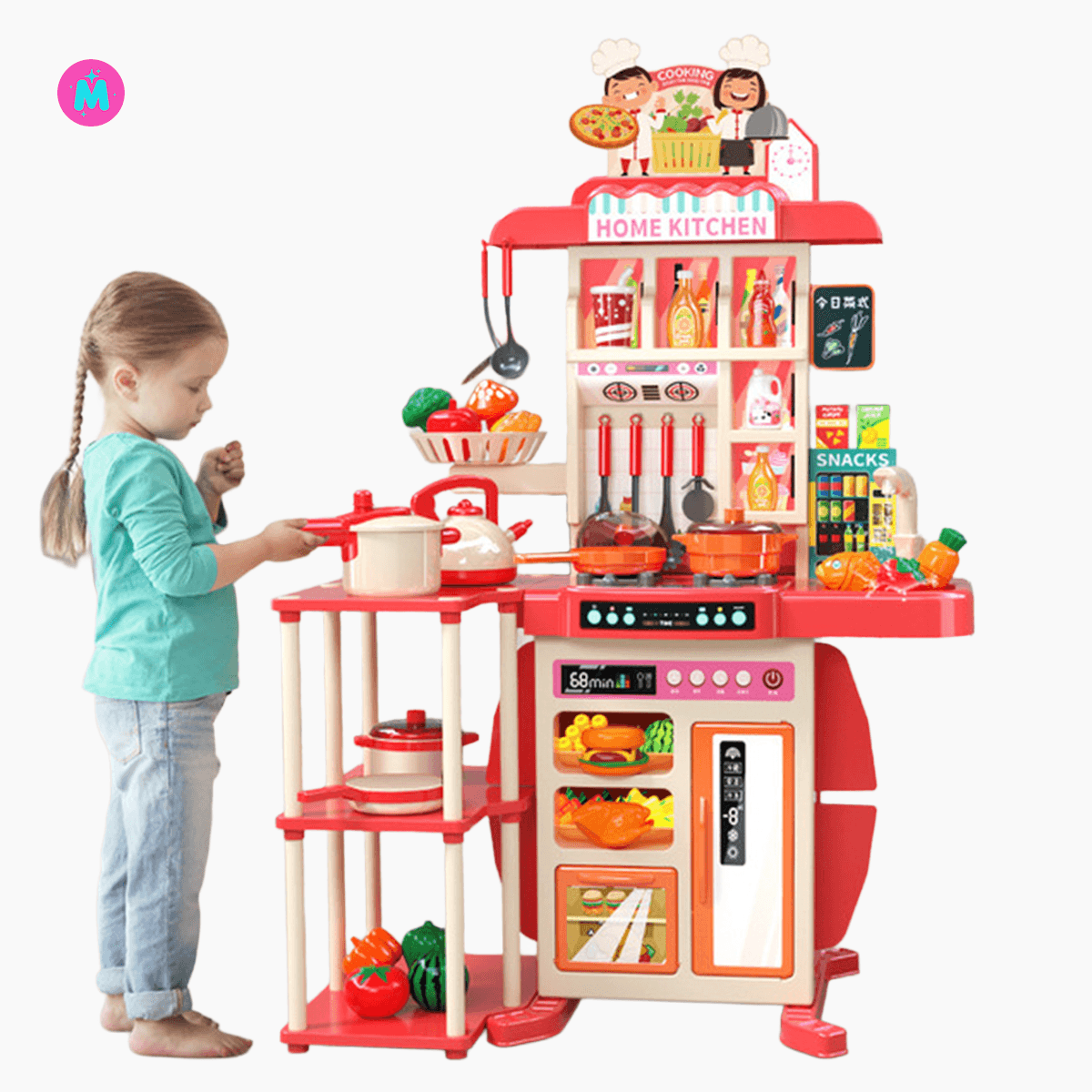 Children's Pretend Play Kitchen Toy Set for Girls and Boys, Realistic Cooking Utensils